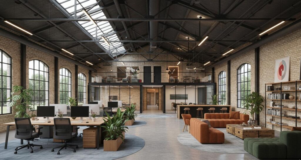 Transformer un ancien hangar industriel en espace de bureaux tendance